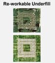 Reworkable underfill examples