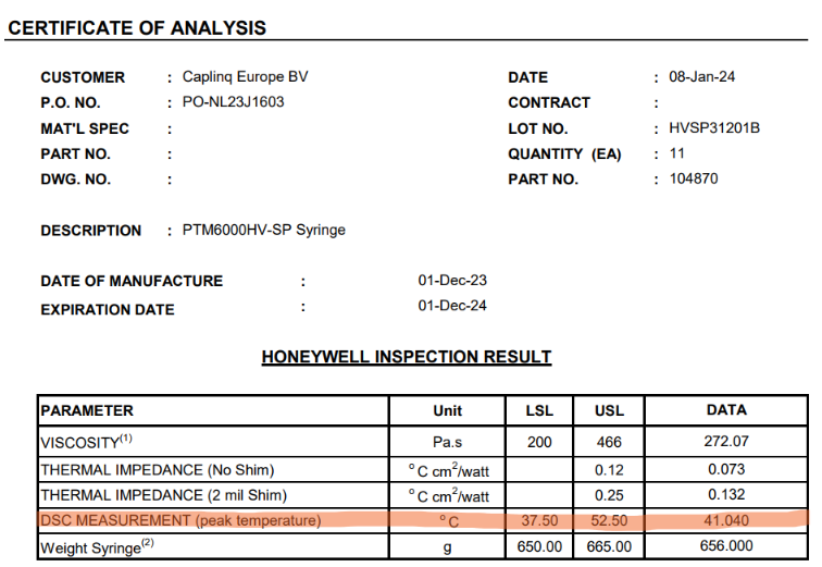 Honeywell-PTM-Inspection-Result