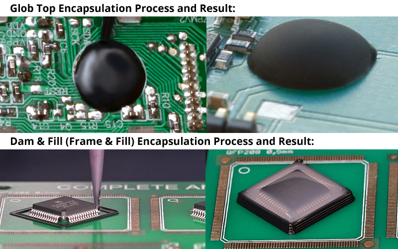 glob top and dam n fill encapsulation