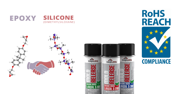 epoxidized silicone mold release spray based on a special formulation of epoxy and polyether modified dimethylsiloxane bonds very well with epoxies