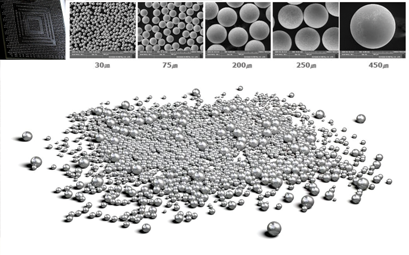 Solder spheres or solder balls come microns wide and are used extensively in the semiconductor industry